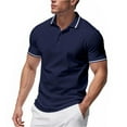 thumbnail image 1 of ZVNAΖH Men's Solid Short Sleeve Collared T-shirts, Button Placket Athletic Shirt for Marathon, Training & Casual Use, S-4XL, 1 of 8