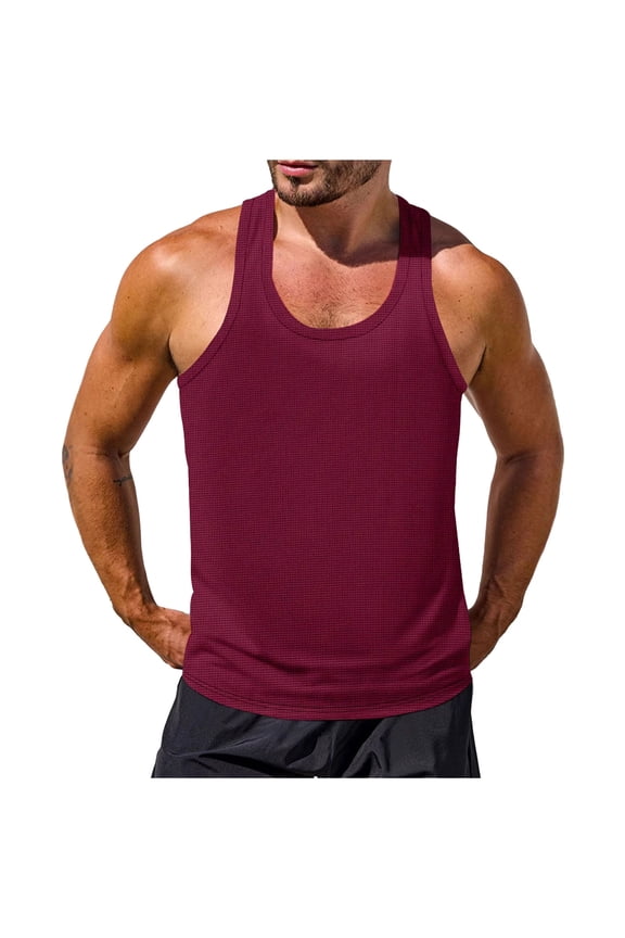 ZVNAΖH Men's Stringer Tank Tops Knit Slim Fit Scoop Neck Vest Sleeveless Gym Workout Bodybuilding Fitness Muscle T Shirts, S-3XL