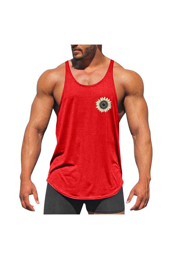 ZVNAΖH Men's Stringer Tank Tops Y-Back Bodybuilding Muscle Sleeveless Cotton T-Shirts Gym Fitness Tank Shirts Summer Beach Graphic Cami