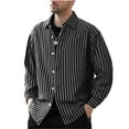 thumbnail image 1 of ZVNAΖH Men's Striped Shirts Casual Button Down Long Sleeve Blouse with Pocket Polyester Shirt for Work Vacation Wedding, 1 of 6
