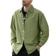 thumbnail image 1 of ZVNAΖH Men's Striped Shirts Casual Button Down Long Sleeve Blouse with Pocket Polyester Shirt for Work Vacation Wedding, 1 of 3