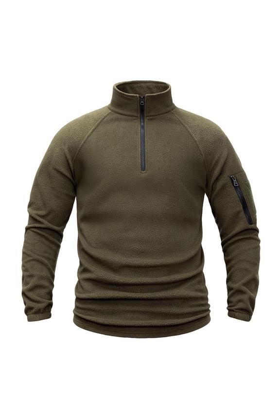 ZVNAΖH Men's Tactical Polar Fleece Sweatshirt Quarter Zip Mock Neck Pullover Military Sweaters Thermal Thick Golf Sweatshirt