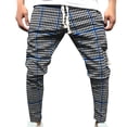 thumbnail image 1 of ZVNAΖH Men's Tapered Pants with Zipper Pockets Houndstooth Print Drawstring Tie Front Casual Joggers Urban Fashion Track Pants Streetwear, 1 of 5
