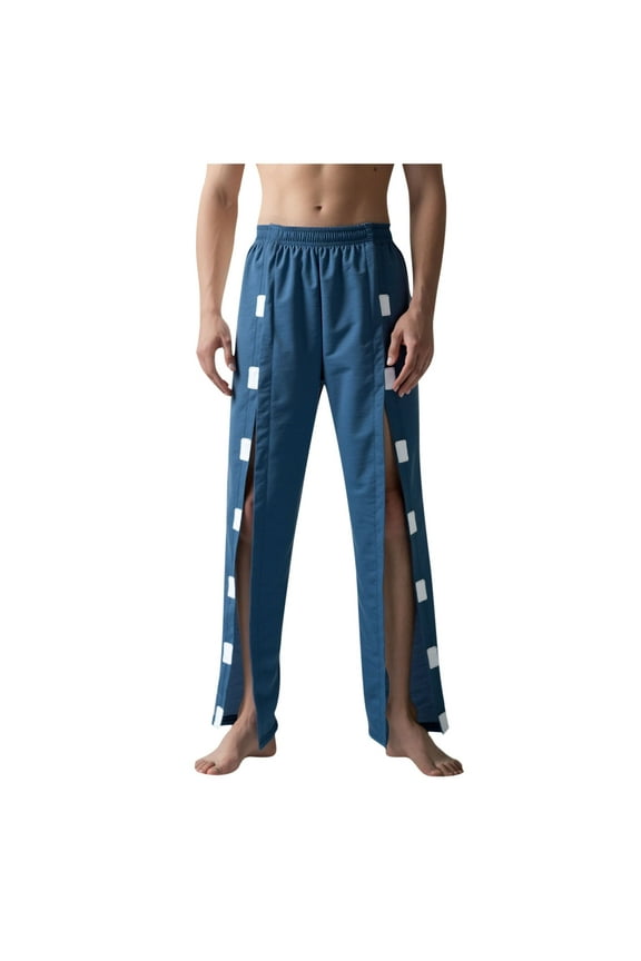 ZVNAΖH Men's Tear Away Pants 2 Side Snap Open Bottom Sweatpants Loose Fit Casual Post Surgery Pants with Pockets