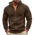 thumbnail image 1 of ZVNAΖH Men's Textured Knit Hoodies Full Zip Hooded Sweatshirt Casual Long Sleeve Drawstring Hoodie Fall Winter Outfits, 1 of 3