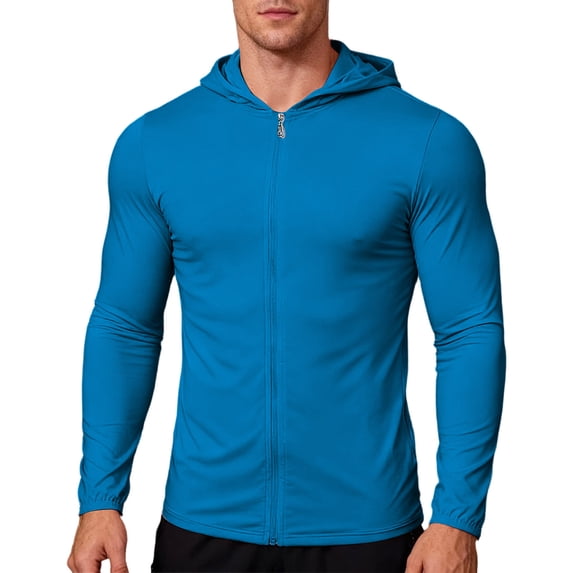 ZVNAΖH Men's UPF 50+ Sun Protection Hoodie Tops, Full Zip Long Sleeve Quick Dry Lightweight Shirt, S-3XL
