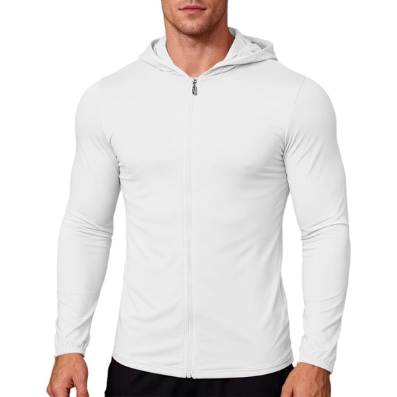 ZVNAΖH Men's UPF 50+ Sun Protection Hoodie Tops, Full Zip Long Sleeve Quick Dry Lightweight Shirt, S-3XL