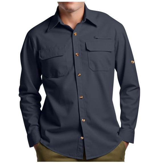 ZVNAΖH Men's UPF 50+ UV Sun Protection Shirt, Long Sleeve Hiking Fishing Shirt Cooling Quick Dry for Safari Travel