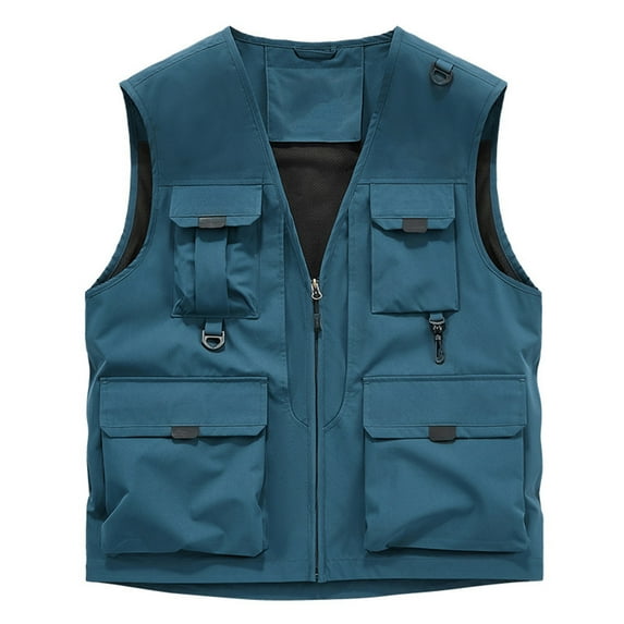 ZVNAΖH Men's Utility Fishing Vest Lightweight Outdoor Work Safari Travel Cargo Vest with Multi-Pockets