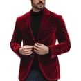 thumbnail image 1 of ZVNAΖH Men's Velvet Two-Button Blazer, Notch Lapel Suit Jacket, Elegant Party Outerwear, S-2XL, 1 of 5