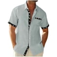 thumbnail image 1 of ZVNAΖH Men's Waffle Knit Bird Print Shirt, Short Sleeve Collared Button Down Casual Top with Contrast Placket, S-3XL, 1 of 9
