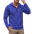thumbnail image 1 of ZVNAΖH Men's Waffle Knit Hoodie, Quarter Zip Pullover with Drawstring Hood, Long Sleeve Casual Lightweight Top, Fall Winter, S-3XL, 1 of 6