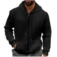 thumbnail image 1 of ZVNAΖH Men's Waffle Knit Hoodies Zip Up Hooed Sweatshirt Casual Drawstring Jacket Coat with Kangaroo Pocket, 1 of 9