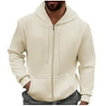 thumbnail image 1 of ZVNAΖH Men's Waffle Knit Hoodies Zip Up Hooed Sweatshirt Casual Drawstring Jacket Coat with Kangaroo Pocket, 1 of 9