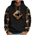 thumbnail image 1 of ZVNAΖH Men's Western Tribal Moose Print Hoodie Raglan Sleeve Loose Fit Long Sleeve Pullover with Drawstring, M-3XL, 1 of 5