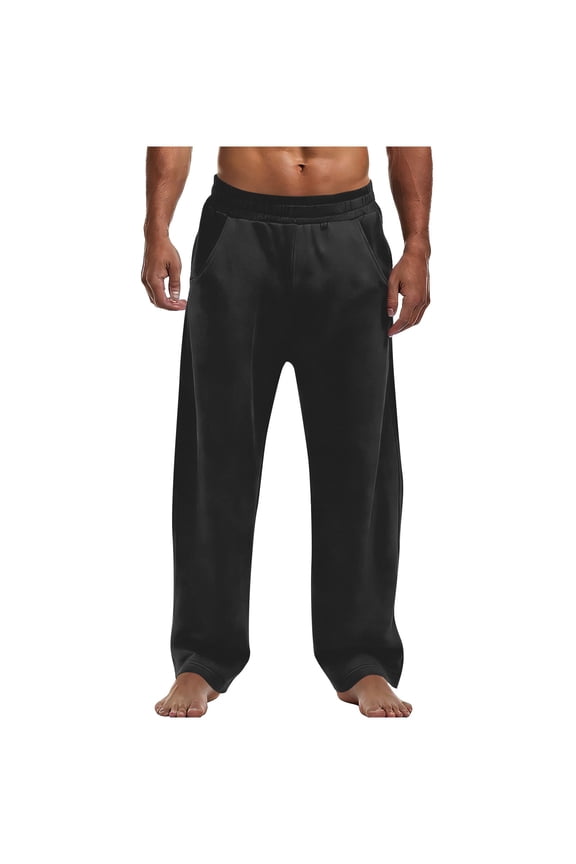 ZVNAΖH Men's Wide Leg Barrel Sweat Pants Fleece Baggy Hidden Drawstring Sweatpants Lounge Athletic Gym Pants with Pockets, S-2XL