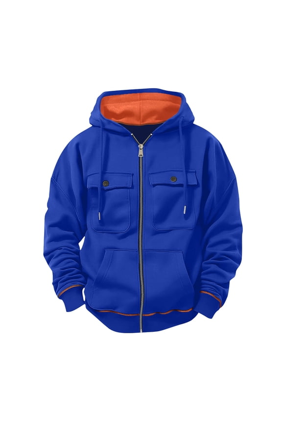 ZVNAΖH Men's Zip Up Hoodie Cargo Tactical Hoodie Long Sleeve Hooded Sweatshirt Casual Fleece Jacket with Multi Pockets