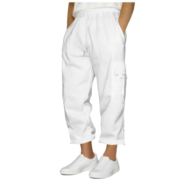 ZVNAΖH Mens 3/4 Capri Pants Below Knee Elastic Yoga Pants Jogger Workout Gym Loose Fit Casual Beach Sweatpants