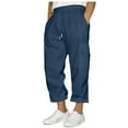 thumbnail image 1 of ZVNAΖH Mens 3/4 Capri Pants Below Knee Elastic Yoga Pants Jogger Workout Gym Loose Fit Casual Beach Sweatpants, 1 of 6