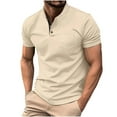 thumbnail image 1 of ZVNAΖH Mens 3 Button Shirts Summer Casual Stand Up Collar T-shirts Comfy Solid Classic Pocket Tees Golf Shirts Go Out Wear, 1 of 5