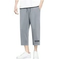 thumbnail image 1 of ZVNAΖH Mens Below Knee 3/4 Long Shorts Summer Thin Drawstring Sports Straight Tube Loose Versatile Casual Cropped Shorts, 1 of 6