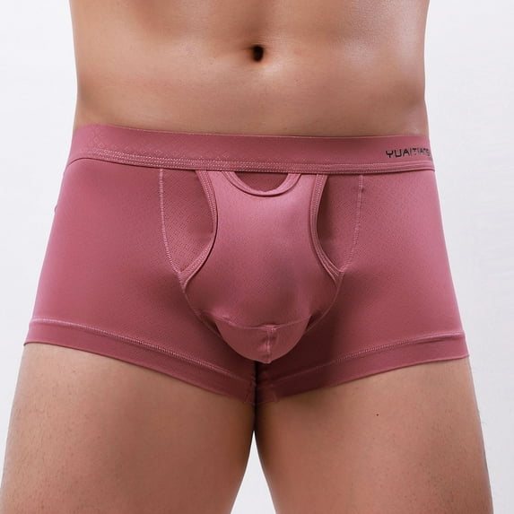 ZVNAΖH Mens Boxer Briefs, Mens Underwear Clearance, Men's Sexy Side Opening Mid-waist Hook Boxer Briefs Buttock Covering Briefs U Convex Boxer Briefs