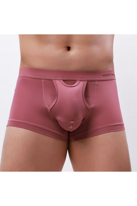 ZVNAΖH Mens Boxer Briefs, Mens Underwear Clearance, Men's Sexy Side Opening Mid-waist Hook Boxer Briefs Buttock Covering Briefs U Convex Boxer Briefs