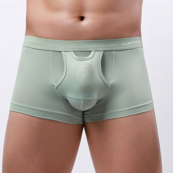 ZVNAΖH Mens Boxer Briefs, Mens Underwear Clearance, Men's Sexy Side Opening Mid-waist Hook Boxer Briefs Buttock Covering Briefs U Convex Boxer Briefs