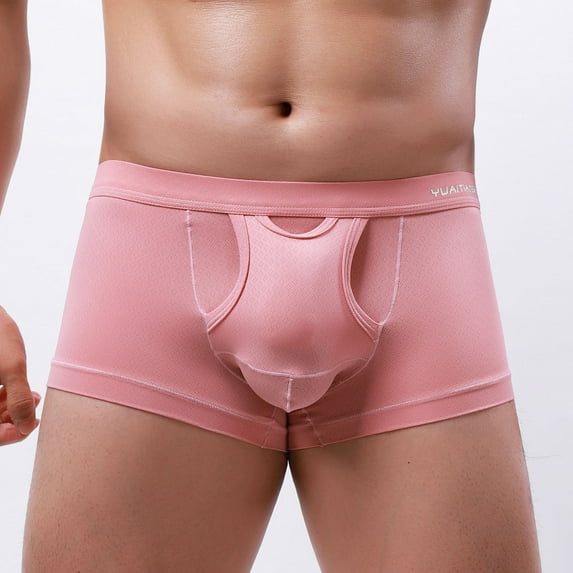 ZVNAΖH Mens Boxer Briefs, Mens Underwear Clearance, Men's Sexy Side Opening Mid-waist Hook Boxer Briefs Buttock Covering Briefs U Convex Boxer Briefs