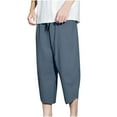 thumbnail image 1 of ZVNAΖH Mens Capri Pants Below Knee 3/4 Long Shorts Summer Casual Drawstring Elastic Waist Solid Color Capris Pants with Pockets, 1 of 5