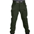 thumbnail image 1 of ZVNAΖH Men's Fleece Lined Tactical Cargo Pants, Elastic Waist Multi-Pocket Combat Pants for Winter Outdoor Activities, XS-3XL, 1 of 5