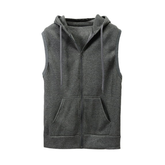 ZVNAΖH Mens Casual Slim Fit Zip-up Sleeveless Hoodie Lightweight Workout Tank Tops Gym Hoodies