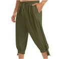 thumbnail image 1 of ZVNAΖH Mens Casual Soft Linen Long Shorts Ankle Strap Mid Length Pants Medieval Pirate Pants, 1 of 5