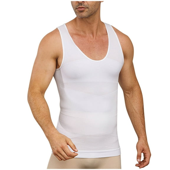 ZVNAΖH Mens Compression Shirt - Slimming Body Shaper Sleeveless Workout Tank Top Undershirts Tummy Control Vest