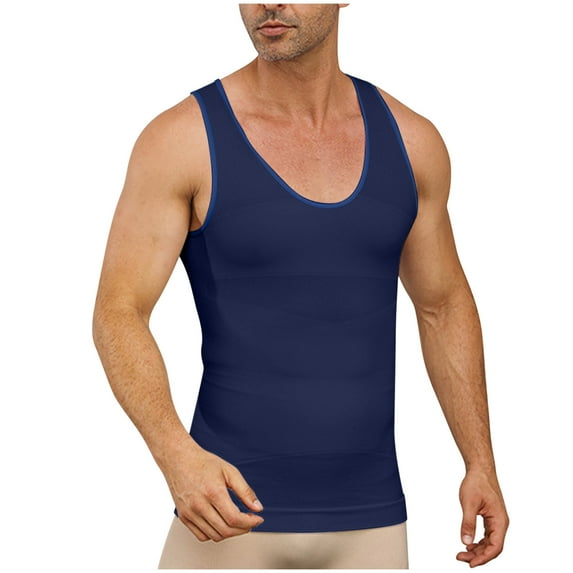 ZVNAΖH Mens Compression Shirt - Slimming Body Shaper Sleeveless Workout Tank Top Undershirts Tummy Control Vest