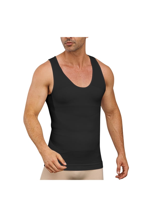 ZVNAΖH Mens Compression Shirt - Slimming Body Shaper Sleeveless Workout Tank Top Undershirts Tummy Control Vest