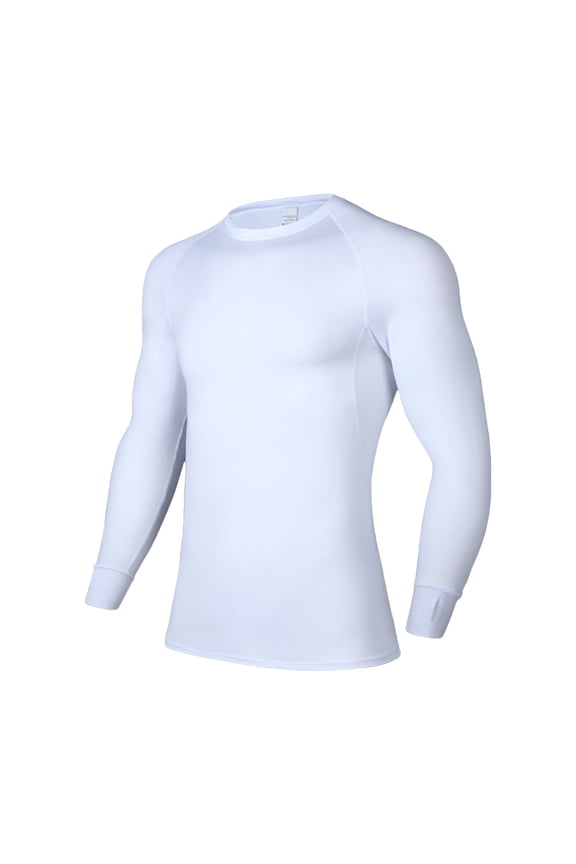 ZVNAΖH Mens Compression Thermal Shirt - Long Sleeve Fleece Base Layer Undershirts Football Baseball Athletic Running Muscle Tops
