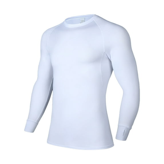 ZVNAΖH Mens Compression Thermal Shirt - Long Sleeve Fleece Base Layer Undershirts Football Baseball Athletic Running Muscle Tops