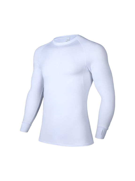 ZVNAΖH Mens Compression Thermal Shirt - Long Sleeve Fleece Base Layer Undershirts Football Baseball Athletic Running Muscle Tops