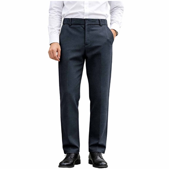 ZVNAΖH Mens Cotton Blend Formal Pant Classic Fit Dress Pants Wrinkle-Resistant Slacks for Work, Golf, Business, Casual, Fall Winter