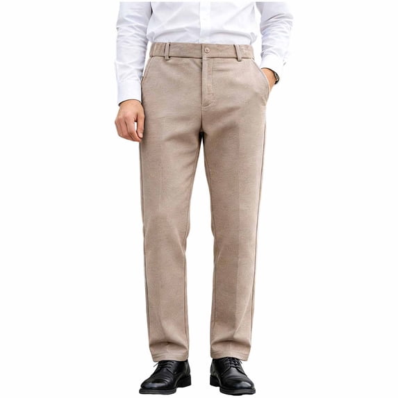 ZVNAΖH Mens Cotton Blend Formal Pant Classic Fit Dress Pants Wrinkle-Resistant Slacks for Work, Golf, Business, Casual, Fall Winter
