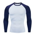 thumbnail image 1 of ZVNAΖH Mens Crew Neck Long Sleeve Tee Shirts Patchwork Slim Fit Muscle Tops Sports Running Training T-shirts, 1 of 4