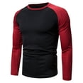 thumbnail image 1 of ZVNAΖH Mens Crew Neck T Shirts Long Sleeves Muscle Casual Hipster Shirts Gym Workout Athletic Pullover Tops, Fall Winter Patchwork Soft Undershirt, 1 of 3