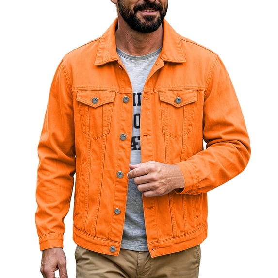 ZVNAΖH Mens Denim Jacket Vintage Denim Coat Lapel Collar Button Down Outerwear with Chest Pockets