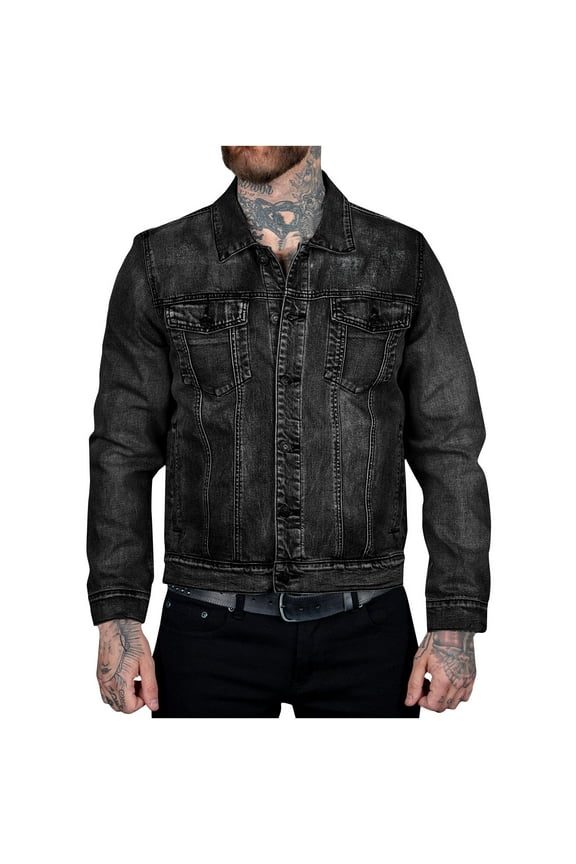 ZVNAΖH Mens Denim Jackets Casual Regular Fit Button Down Long Sleeve Jean Trucker Jacket Vintage Motorcycle Jacket