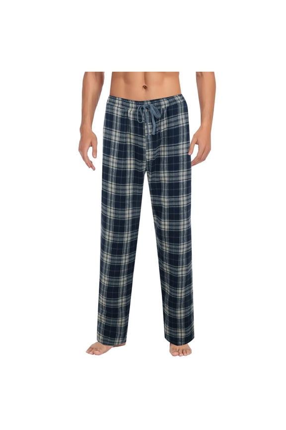 ZVNAΖH Mens Fleece Plaid Pajama Pants Warm Lounge Sleep Bottoms with Pockets & Drawstring