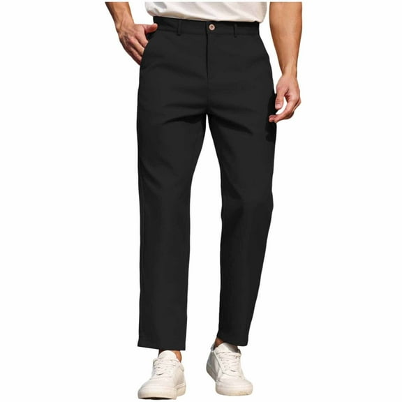 ZVNAΖH Mens Golf Pants Straight-Fit Stretch Dress Pants Quick Dry Casual Slacks Work Business Trousers with Pockets