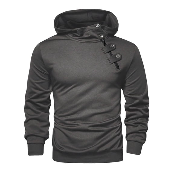 ZVNAΖH Mens Hoodies Pullover Personalized Diagonal Zipper-button Closure Sweatshirt Novelty Design Fall Winter Outfits