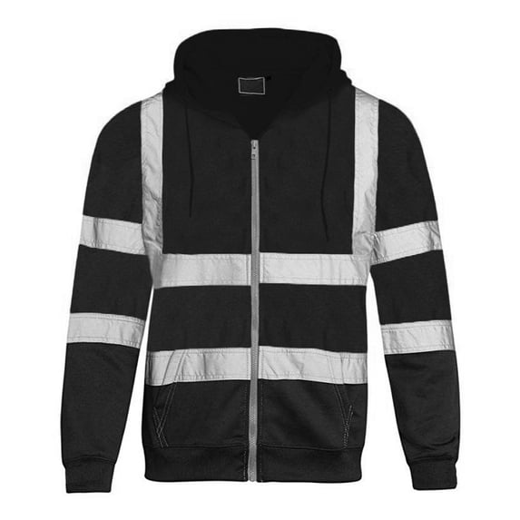 ZVNAΖH Mens Hoodies Zip Up with Kangaroo Pocket, Hooded Sweatshirt with Reflective Strip Sanitation Worker Work Uniform