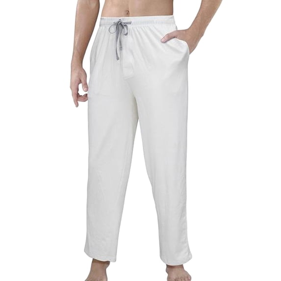 ZVNAΖH Mens Lightweight Elastic Waist Pajama Pants, Comfy Sleep Pants Lounge Pants with Pockets, Solid Color, Loose Fit, Sizes S-XL